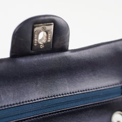 Chanel Small Lambskin Classic Flap Mettalic Navy Series 24