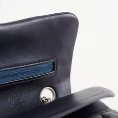 Chanel Small Lambskin Classic Flap Mettalic Navy Series 24