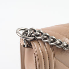 Chanel Old Medium Boy Bag Chevron Dark Pink