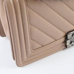 Chanel Old Medium Boy Bag Chevron Dark Pink