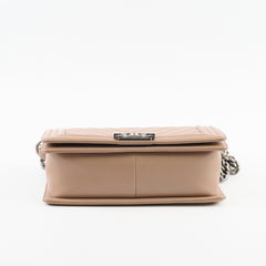 Chanel Old Medium Boy Bag Chevron Dark Pink