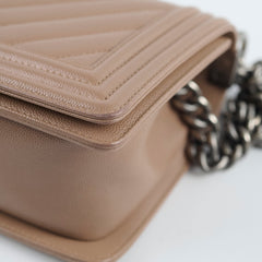 Chanel Old Medium Boy Bag Chevron Dark Pink