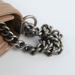 Chanel Old Medium Boy Bag Chevron Dark Pink