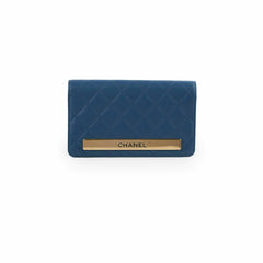 Chanel Lambskin Quilted Long Wallet Blue Series 22