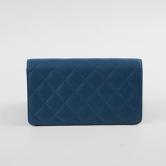Chanel Lambskin Quilted Long Wallet Blue Series 22