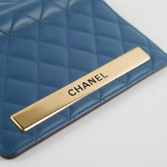 Chanel Lambskin Quilted Long Wallet Blue Series 22