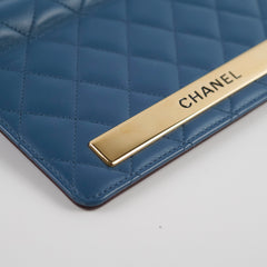 Chanel Lambskin Quilted Long Wallet Blue Series 22