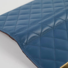 Chanel Lambskin Quilted Long Wallet Blue Series 22