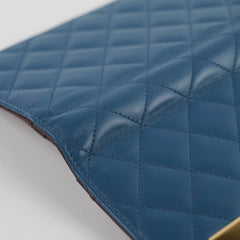 Chanel Lambskin Quilted Long Wallet Blue Series 22