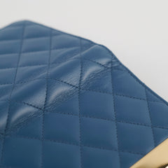 Chanel Lambskin Quilted Long Wallet Blue Series 22