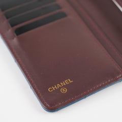 Chanel Lambskin Quilted Long Wallet Blue Series 22