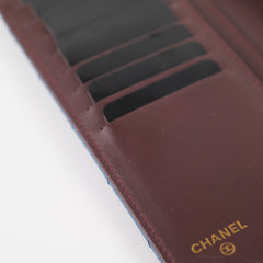 Chanel Lambskin Quilted Long Wallet Blue Series 22