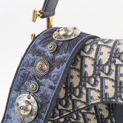 Christian Dior Medium Oblique Saddle Bag Navy