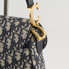 Christian Dior Medium Oblique Saddle Bag Navy