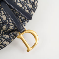 Christian Dior Medium Oblique Saddle Bag Navy
