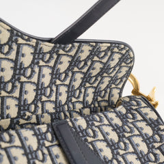 Christian Dior Medium Oblique Saddle Bag Navy