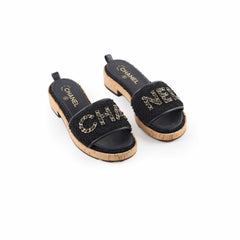 Chanel Tweed Mules Black Size 38