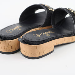 Chanel Tweed Mules Black Size 38