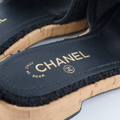 Chanel Tweed Mules Black Size 38