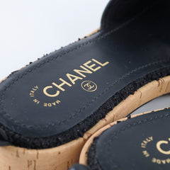 Chanel Tweed Mules Black Size 38