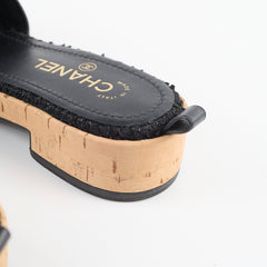 Chanel Tweed Mules Black Size 38