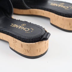 Chanel Tweed Mules Black Size 38