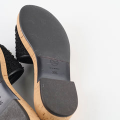 Chanel Tweed Mules Black Size 38