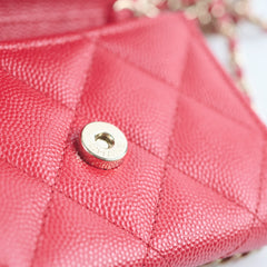 Chanel Caviar Flap Card Holder On Chain Red Series 31