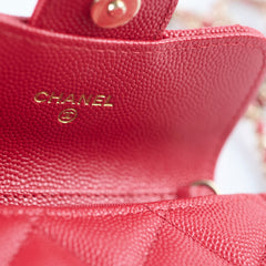 Chanel Caviar Flap Card Holder On Chain Red Series 31