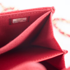 Chanel Caviar Flap Card Holder On Chain Red Series 31