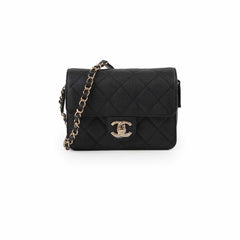 Chanel Mini Rectangular Black Caviar Zip Flap Bag
