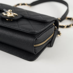 Chanel Mini Rectangular Black Caviar Zip Flap Bag