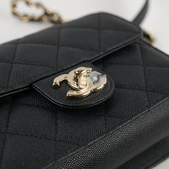 Chanel Mini Rectangular Black Caviar Zip Flap Bag