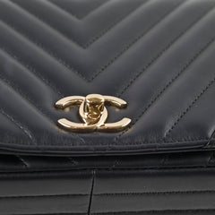 Chanel Small Statement Flap Chevron Black