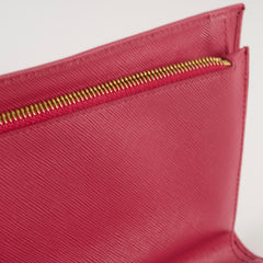 Prada Saffiano Long Clutch Wallet Dark Pink