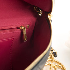 Chanel Lambskin Gold Chain Crossbody Bag Black Microchip