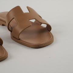 Hermes Oran Slides Beige Lin