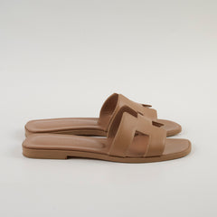 Hermes Oran Slides Beige Lin