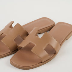 Hermes Oran Slides Beige Lin