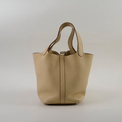 Hermes Picotin 18 (Original Version) Light Beige Stamp Square L