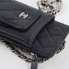 Chanel Phone Pouch Black Caviar SHW