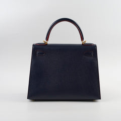 Hermes Kelly 28 Contour Epsom Blue Indigo/ Rouge H X Stamp