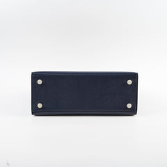 Hermes Kelly 28 Contour Epsom Blue Indigo/ Rouge H X Stamp