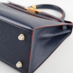Hermes Kelly 28 Contour Epsom Blue Indigo/ Rouge H X Stamp