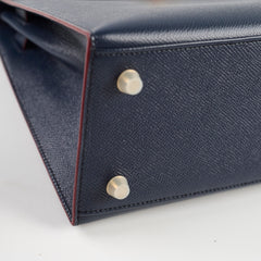 Hermes Kelly 28 Contour Epsom Blue Indigo/ Rouge H X Stamp