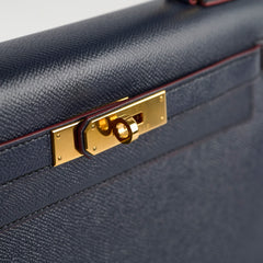 Hermes Kelly 28 Contour Epsom Blue Indigo/ Rouge H X Stamp