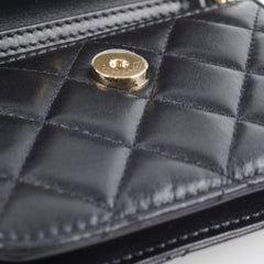 Chanel Micro Pearl Card Clutch with Chain Black Series 31