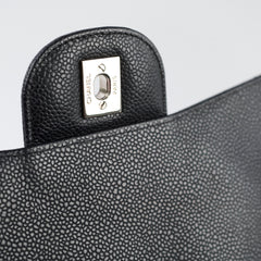 Chanel Maxi Single Flap Black Caviar SHW