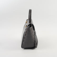 Celine Nano Belt Bag Croc Emboss Dark Grey
