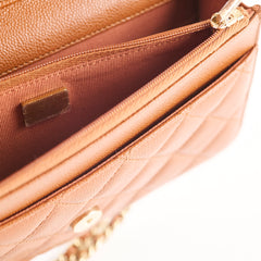 Chanel Wallet On Chain WOC Caviar Tan (microchip)